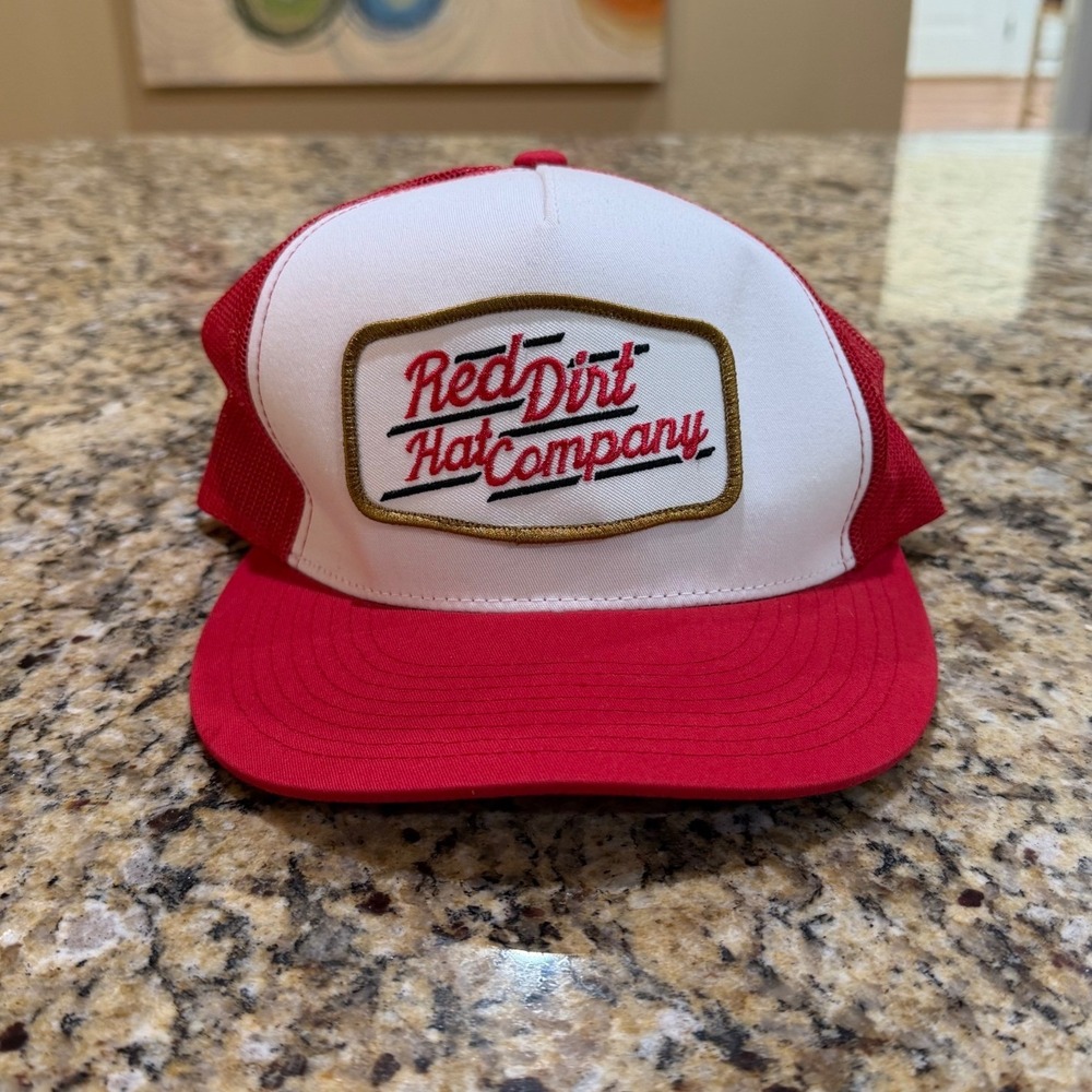 Red Dirt Hat Company Red White Trucker Snapback Adjustable Hat